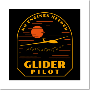 Glider Pilot Soaring Flying Aviation Posters and Art